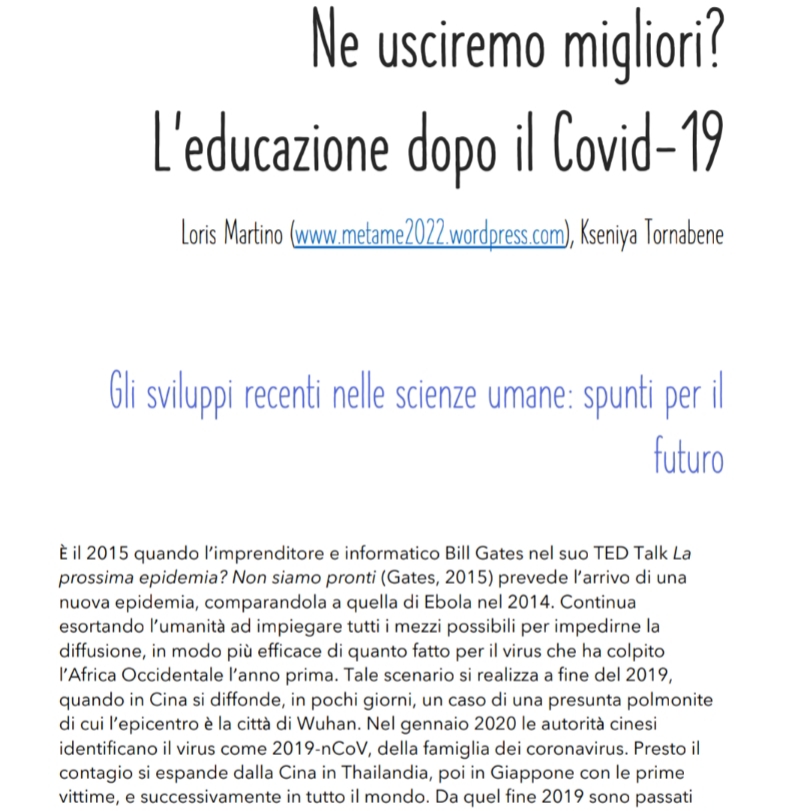 Ne usciremo migliori? L’educazione dopo il Covid-19